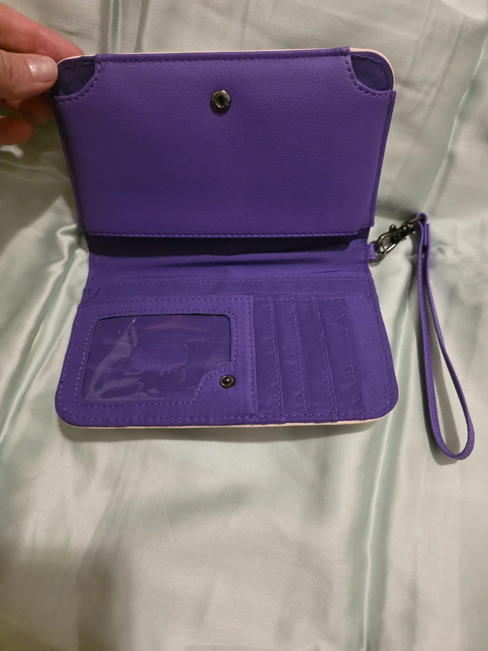 Disney Pink Wristlet Wallet with Purple Strap and Gothic Coffin Art